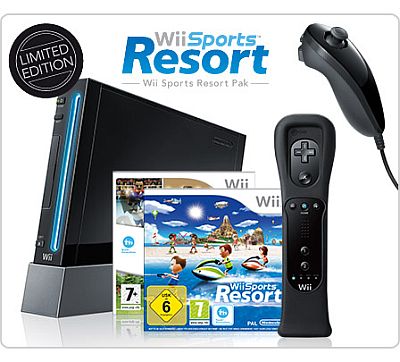 Wii Console Black Limited Edition + Wii Sports + Wii Motion Plus + Wii Sports Resort