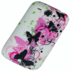 Silicone Case for HTC Wildfire G8 A3333 White with Black and Pink Flowers (OEM)