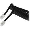 Telephone Handset Coiled RJ10 Plug Cable 2m Black