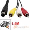 7pin Mini-DIN S-Video male to 3x RCA male Cable 1.4m (OEM)