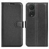 Huawei Nova 9 / Honor 50 OEM Litchi Skin Series Case with Kickstand, Card Slots and Magnetic Clasp Flip Wallet Synthetic Leather and TPU Black