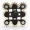 BLCR Three-Spinner Fidget Toy Metal 1 minute EDC Hand Spinner for Autism and ADHD Nine Gear Black