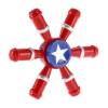 BLCR THREE-SPINNER FIDGET  "Captain America" HEXAGON CUCURBIT ALUMINIUM ALLOY 3  MINUTE EDC HAND SPINNER FOR AUTISM AND ADHD Red