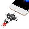 Moweek 4 in 1 Card Reader Type-c/Lightning/Micro USB/USB 2  Multi-Function All in 1  Micro SD for ιPhone, Android, Tablet