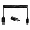 USB 2 Male Data Spring Cable to USB 3.1 Type C 3m Black