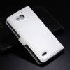 Huawei Honor 3X G750 -  Leather Wallet Stand Case White (OEM)