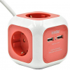 EXTRA STAR Πολύμπριζο Κύβος 1,5m 4 θέσεων με Δύο Θύρες USB Powercube κόκκινο EXTRA STAR Πολύμπριζο Κύβος 1,5m 4 θέσεων με Δύο Θύρες USB Powercube κόκκινο