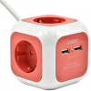 Extrastar PowerCube (Extended USB 1.5m) 4 Outputs with 2 for USB Charging 5V red