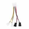 4-Pin Molex to 3/4-Pin Fan Power Cable Adapter Connector Computer Cooling Fan Cables For CPU PC Case Fan