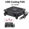 USB Router Fan TV Box Cooler 120mm 5V  PC DIY Cooler W/Screws Protective net Silent Desktop Fan (oem)
