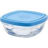 DURALEX Freshbox Carré 9020AM12A1111 Food storage container with lid, 11 x 11 cm, 300 ml, glass, blue, pack of 1