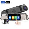 CHORTAU B-T006 Mirror Dash Cam 4.8 Inches Touch Screen Full HD 1080P, Wide Angle Front Camera and Waterproof Rear Camera