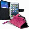 iPhone 5 Δερμάτινη Θήκη Πορτοφόλι Κορκοδιλέ Pink iPhone 5 Δερμάτινη Θήκη Πορτοφόλι Κορκοδιλέ Pink