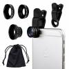 Universal 3 in1 Camera ΦΑΚΟΙ Kit for Smart phones includes One Fish Eye Lens / One 2 in 1 Macro Lens and Wide Angle Lens