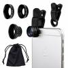 Universal 3 in1 Camera Lens Kit for Smart phones includes One Fish Eye Lens / One 2 in 1 Macro Lens and Wide Angle Lens