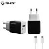 TD-LTE Fast Charging Mobile / USB Charger with Type-C USB Cable 1.5m / Output 5v / 9v / 12v / Charge UR Plug Round Pin