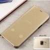 Mirror Clear View Cover Flip for  Samsung A8 (2018)    Gold (OEM)