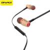 Awei ES80TY Wooden Dynamic Earphones In Ear Stereo Subwoofer Bass Headphones with MIC Black-Red