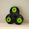 BLCR Three-Spinner Fidget Toy 3d Biohazard Nylon Plastic 6 Minute EDC Hand Spinner for Autism and ADHD R188 Bearing  Black/Green