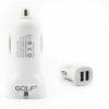 Golf Διπλός USB Φορτιστής Αυτοκινήτου 5V 3A Λευκό GF-C03