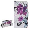 Leather Wallet Stand/Case for Huawei Ascend G620s White With Purple Flowers (ΟΕΜ)