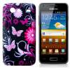 Samsung Galaxy S Advance I9070 Silicone Case Black with butterflies