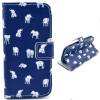 Apple iPhone 6 Plus 5.5" - Leather Stand Wallet Case Blue With Elephants (OEM)