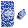 Apple iPhone 6 Plus 5.5" - Leather Stand Wallet Case  Blue With Sun Flower (OEM)