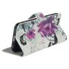 Apple iPhone 6 4,7" - Leather Stand Wallet Case White With Purple Flowers (OEM)