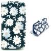 Apple iPhone 6 4,7" - Leather Wallet Stand  Case Black With Flowers (OEM)