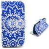 Apple iPhone 6 4,7" - Leather Wallet Stand  Case Blue With Sun Flower   (OEM)