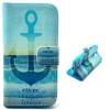 Apple iPhone 6 4,7" - Leather Wallet Stand  Case Light Blue With Anchor (OEM)