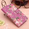 LG L65 L70 - Leather Stand Wallet Case Pink  With Flowers (OEM)