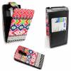 LG G2 D802 - Leather Flip Case Aztec Dark Tribal Retro Vintage (OEM)