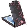 Nokia Lumia 520/525 Δερμάτινη Θήκη Flip Μαύρη Με Λουλούδια (OEM)