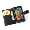 Microsoft Lumia 435 - Leather Wallet Stand  Case Black (OEM)