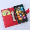 Microsoft Lumia 435 - Leather Wallet Stand  Case Red (OEM)