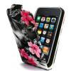 Δερμάτινη θήκη Flip-Open για iPhone 3G/3GS - Pink Silver Flower
