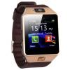 DZ09 Bluetooth Smart Wrist Healthy Watch for Phone - Gold + Brown