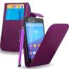 Sony Xperia M4 Aqua/M4 Aqua Dual - Leather Flip Case Purple (OEM)