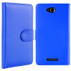 Sony Xperia C C2305 - Leather Wallet Case Blue (OEM)