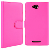 Sony Xperia C C2305 - Leather Wallet Case Dark Pink (OEM)