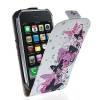 Δερμάτινη θήκη Flip-Open για iPhone 3G/3GS - White Butterfly