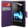 Sony Xperia J St26i Leather Wallet Case Purple OEM