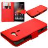 Sony Xperia M C1905 - Leather Wallet Case Red (OEM)