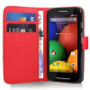 Motorola Moto E Dual SIM XT1022 - Leather Wallet Case Red (OEM)