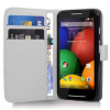 Motorola Moto E Dual SIM XT1022 - Leather Wallet Case White (OEM)