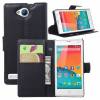 ZTE Kis 3 Max - Leather Wallet Stand Case Black (OEM)