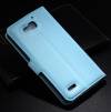 Huawei Honor 3X G750 -  Leather Wallet Stand Case Light Blue (OEM)