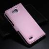 Leather Wallet Stand/Case for Huawei Honor 3X G750 Pink (OEM)
